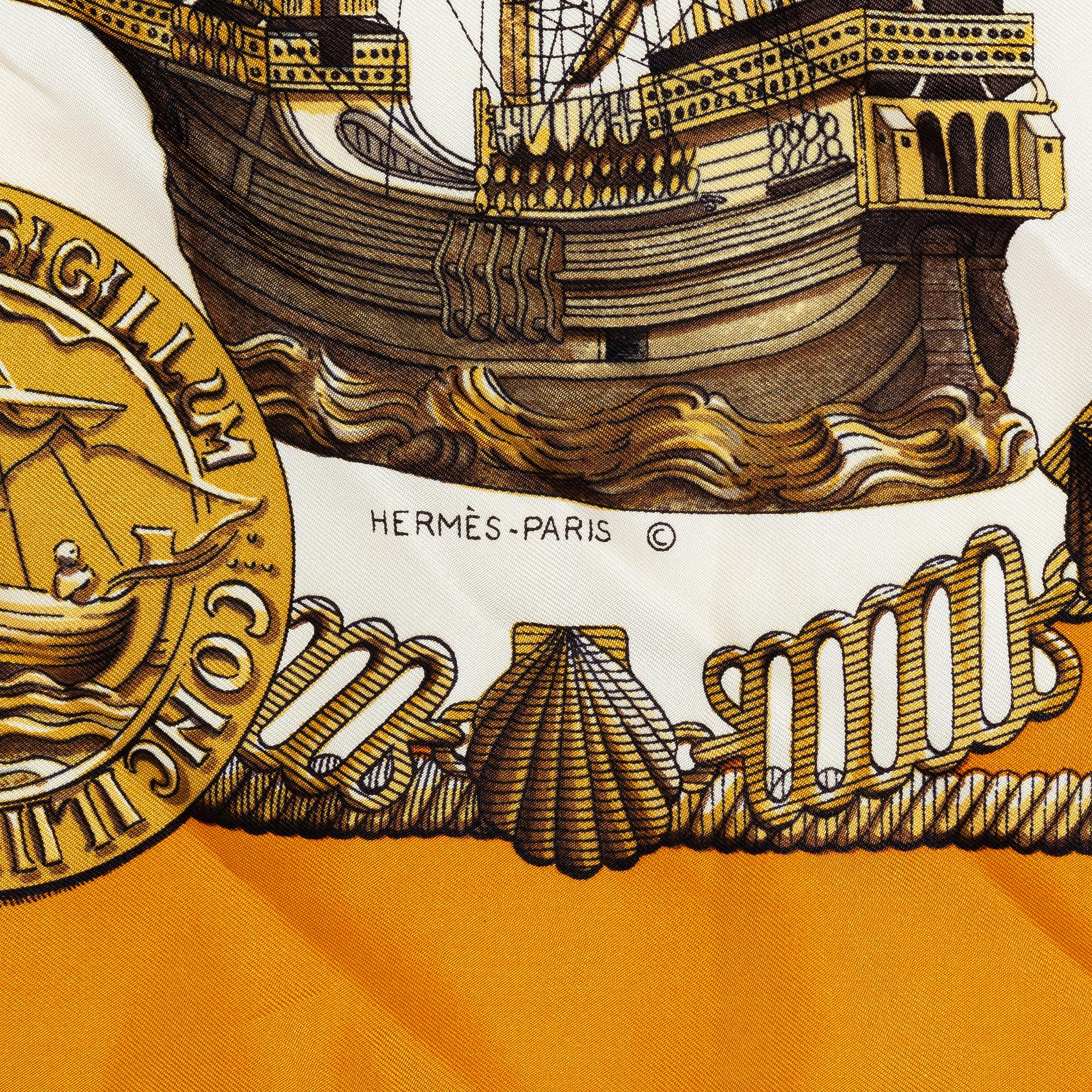 Hermès, two scarves "Nefs d'Or" and "Etriers".