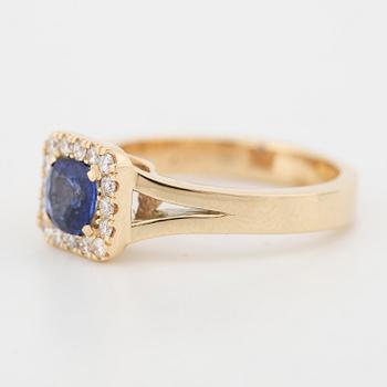 Sapphire and brilliant-cut diamond ring.