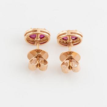 Ruby and brilliant cut diamond earrings.