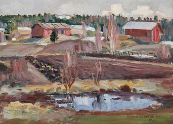 239. VÄINÖ HÄMÄLÄINEN, öljy kankaalle, pingotettu levylle, sign. ja päiv. 1918.