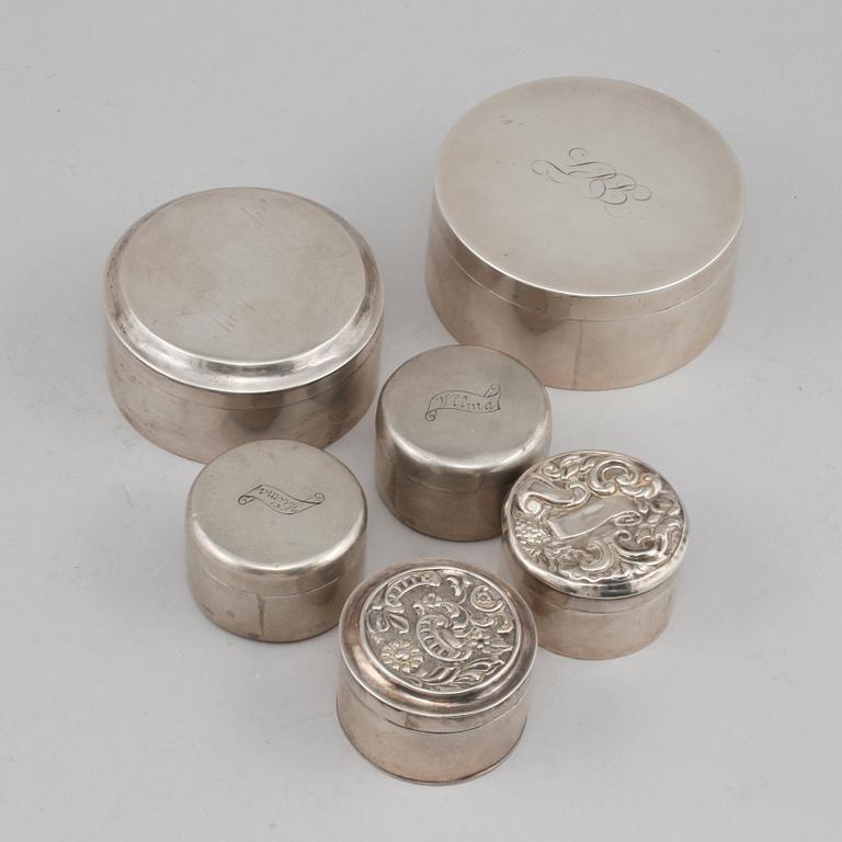 DOSOR, 6 st, silver, Sverige, 1800-tal, vikt 380 gram.