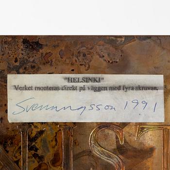 JAN SVENUNGSSON, object, copper, signed and dated 1991 on verso.