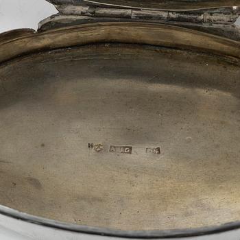 Boxes, 5 pcs, silver, including Germany and Sweden, as well as 3 unmarked boxes.