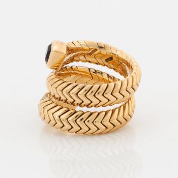 Bulgari ring "Spiga" 18K guld med en hjärtformad ametist och runda briljantslipade diamanter.