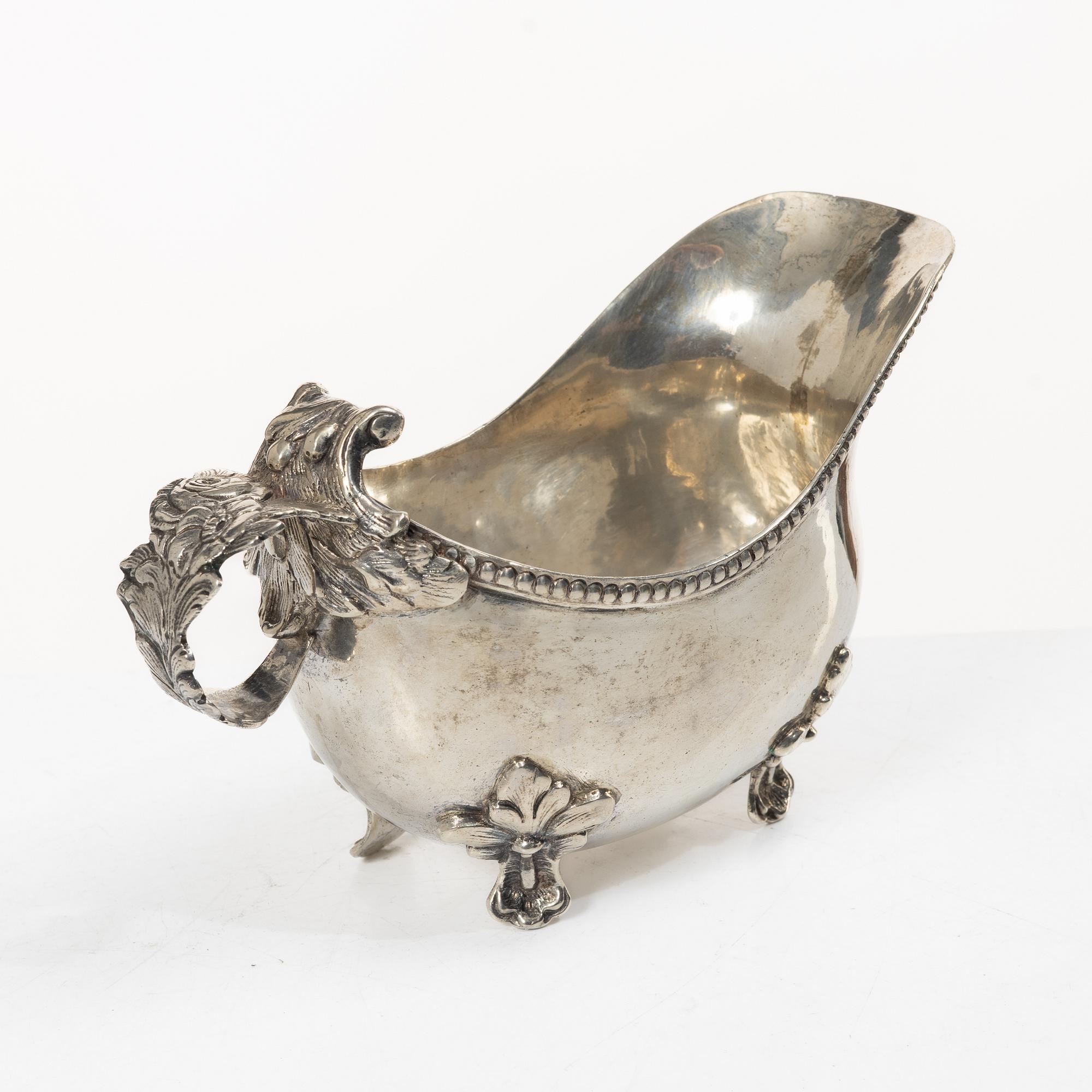 Sauce boat, silver, Rococo style, Swedish import mark, first half of the 20th century.