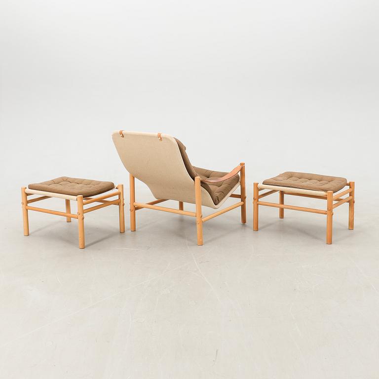 Bror Boije, armchair with 2 footstools, "Junker Hög" for Dux, 1970s.