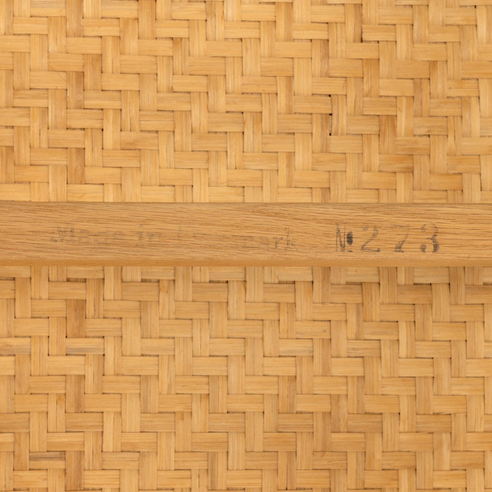 Børge Mogensen, a model (5)273 oak and rattan bench, Fredericia stolefabrik, Denmark.
