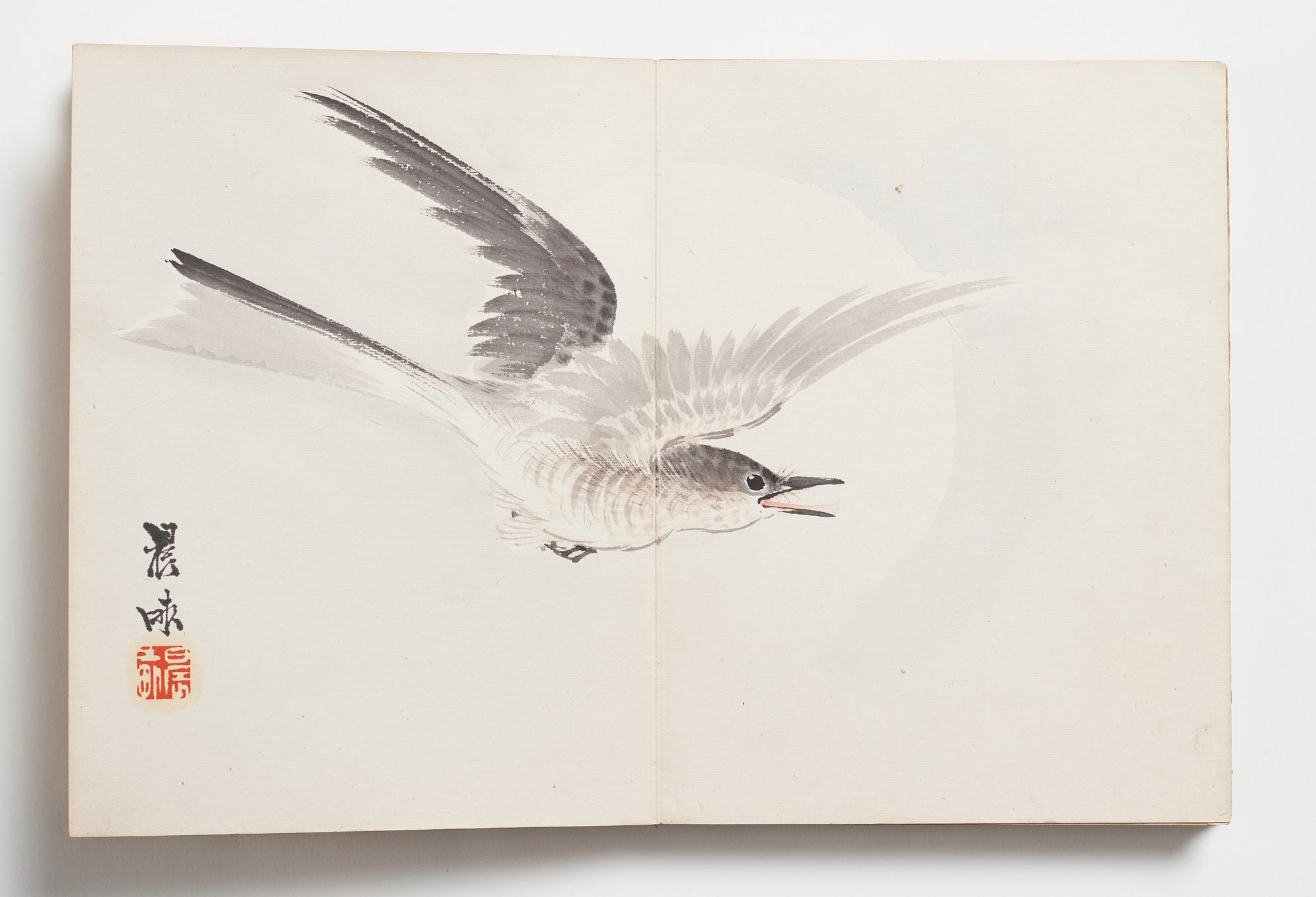 A Japanese album with watercolours by different artists, late Meiji period (1868-1912) early Taisho.