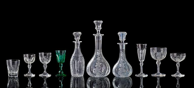 An extensive Russian cut and engraved glass service, 19th Century. (150 pieces).