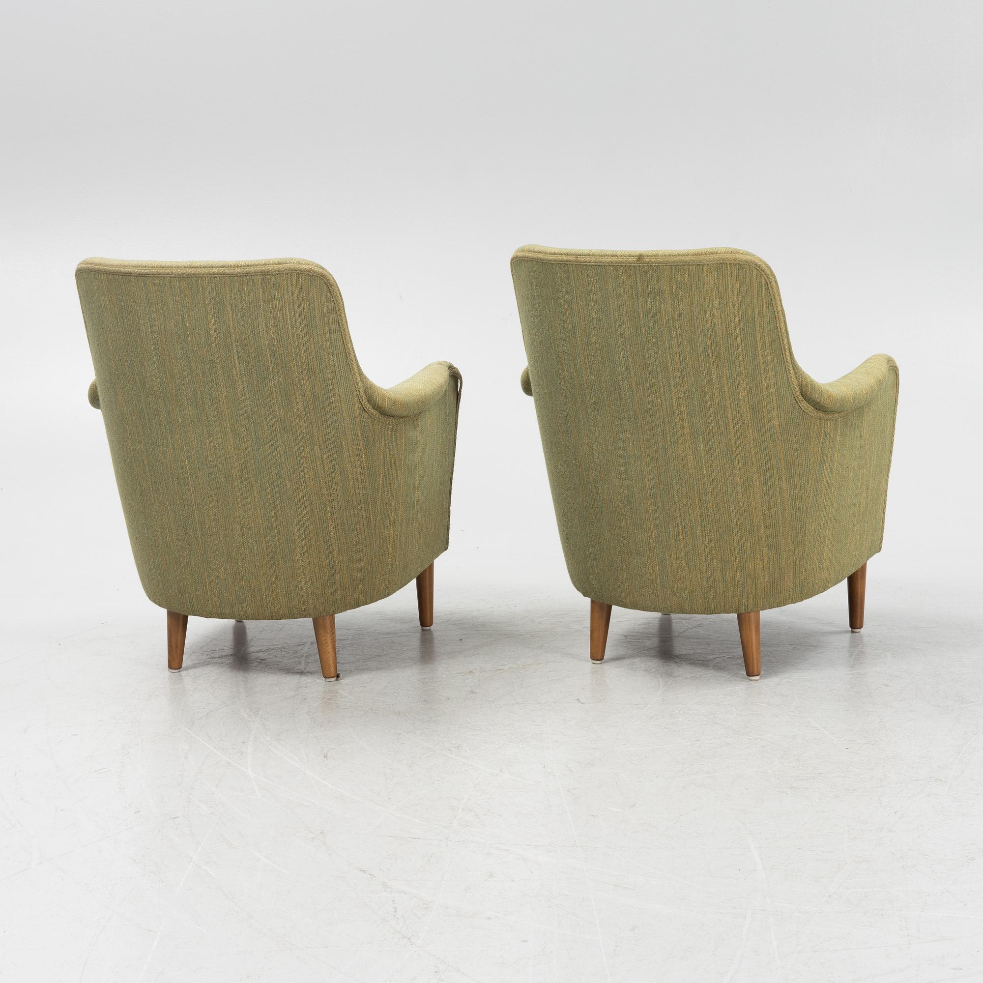Carl Malmsten, a pair of 'Samsas' easy chairs from OH Sjögren. second part of the 20th Century.