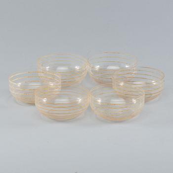 Six 1970's Cenedese, Murano glass bowls.