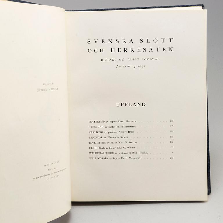 BOKVERK, Svenska Slott och Herresäten, 4 volymer, Natur och Kultur, Stockholm, 1930-tal.
