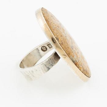 Sven-Erik Högberg, ring, sterling silver with natural stone, Gothenburg 1987.