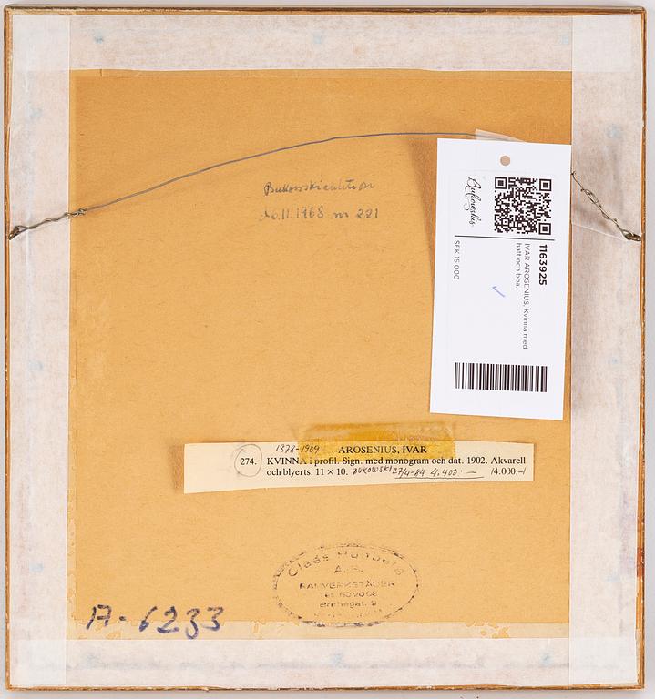 IVAR AROSENIUS, watercolor and pencil, signed and dated 02.