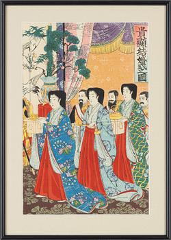 Nobukazu Yōsai, woodblock print in colours, Japan, Meiji period (1868-1912).