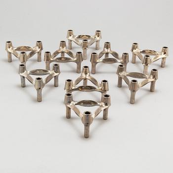 LJUSSTAKAR, 13 delar, Nagel, Ceasar Stoffi, vitmetall, varav en del förgylld.