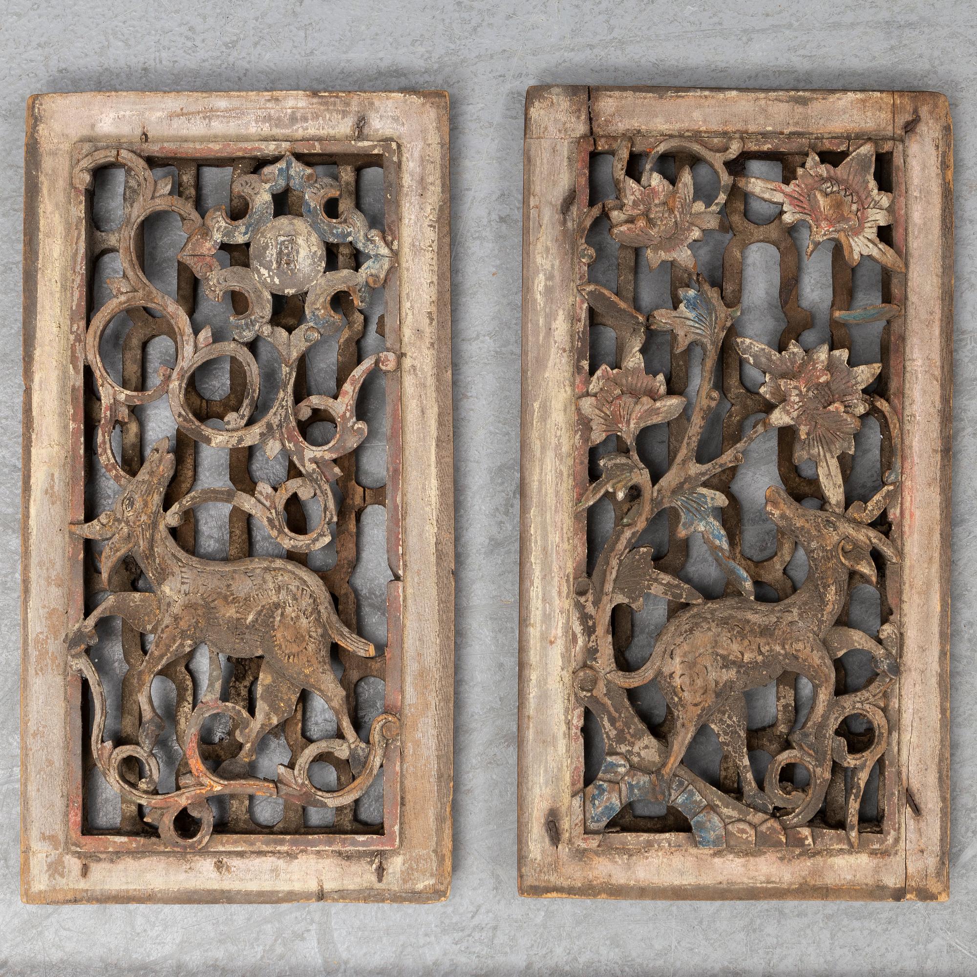 DEKORFÖREMÅL, 7 delar, trä. Kina, 1900-tal.