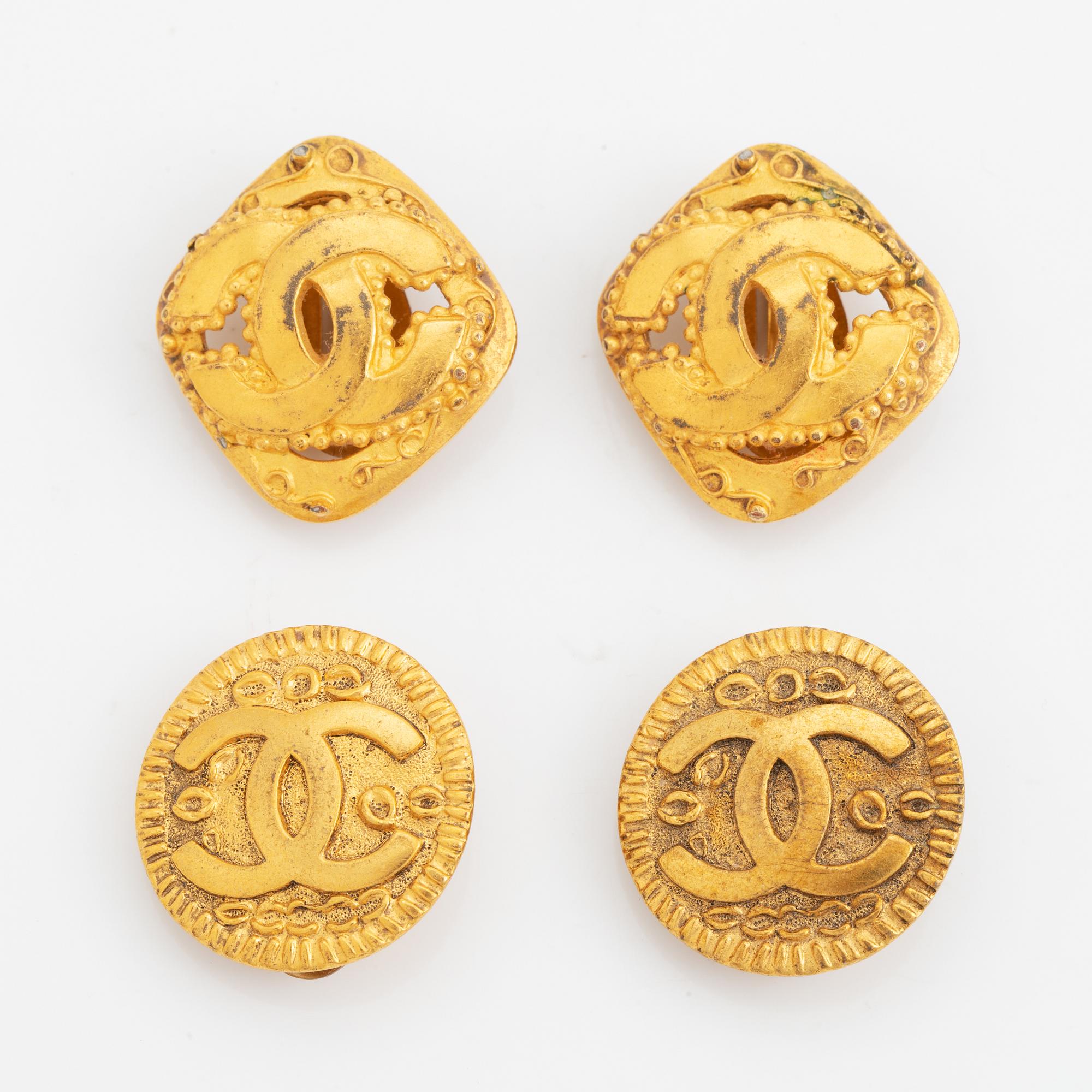 Chanel two pair clip earrings.