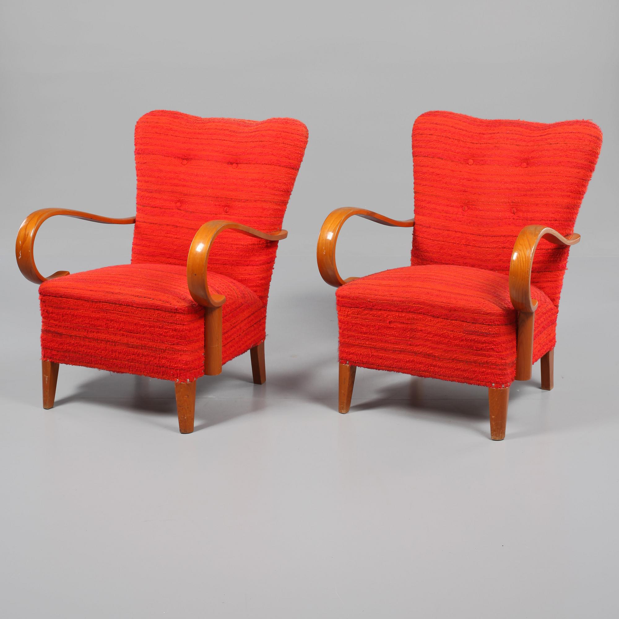 FÅTÖLJER, ett par, 1940-tal.