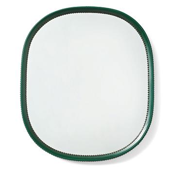 256. Otto Schulz, an artifical leather framed wall mirror, Boet, Gothenburg, Sweden 1940-50's.