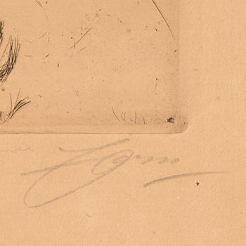 Anders Zorn, etching, 1911, signed in pencil.