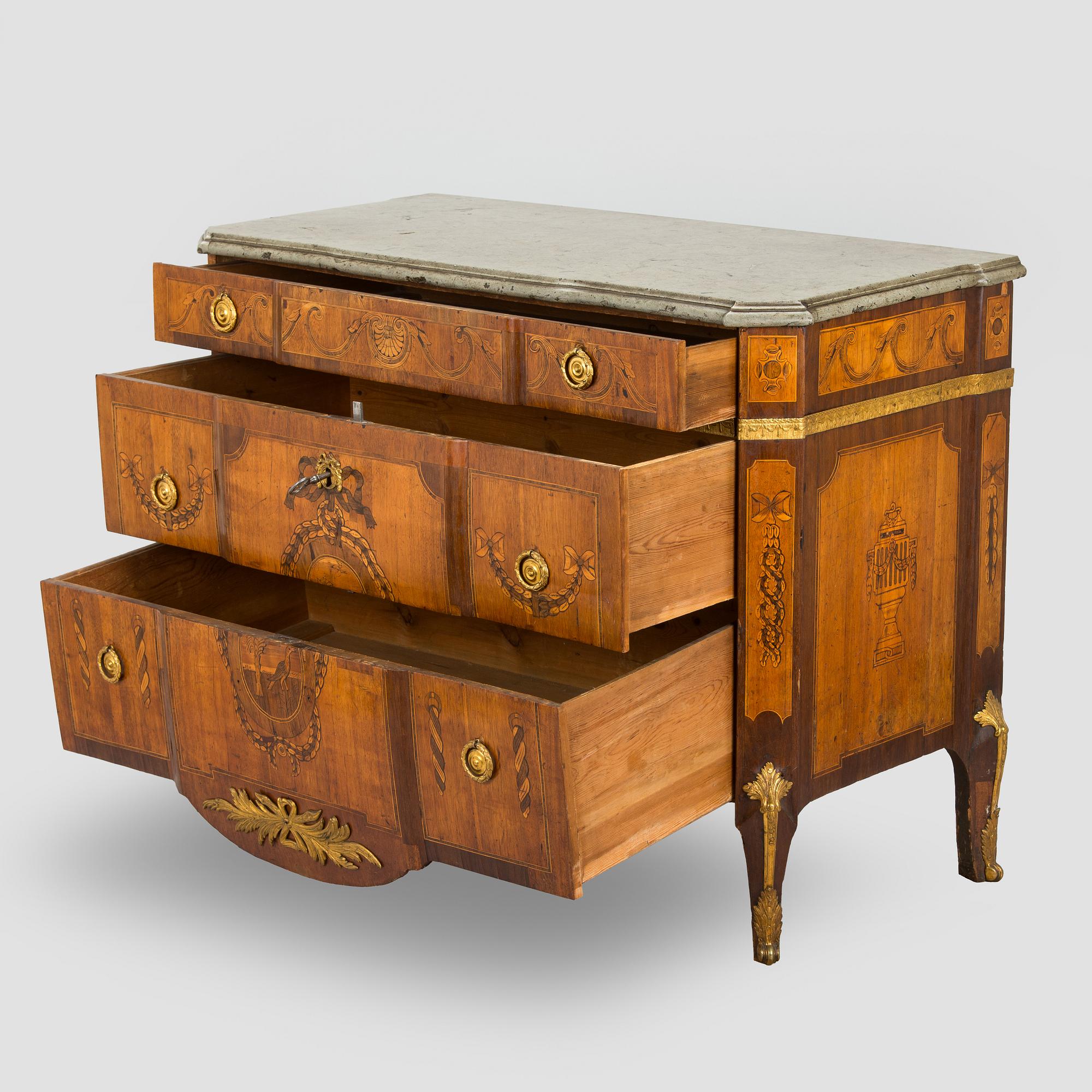 A Gustavian late 18th century commode attributed to J. Hultsten.