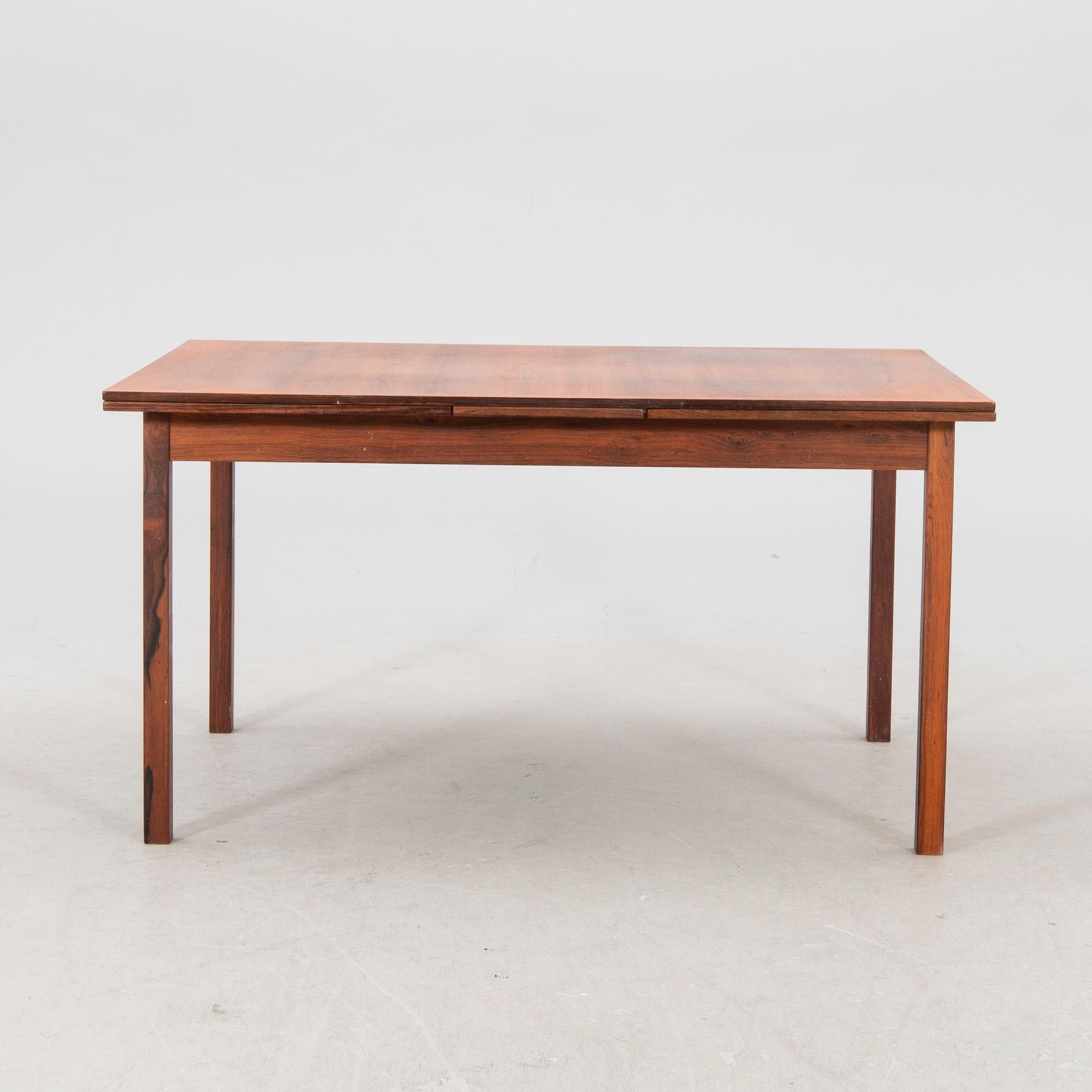 A Nils Jonsson jakaranda dining group 7 pcs Troeds Bra Bohag, Bjärnum, mid-20th century.
