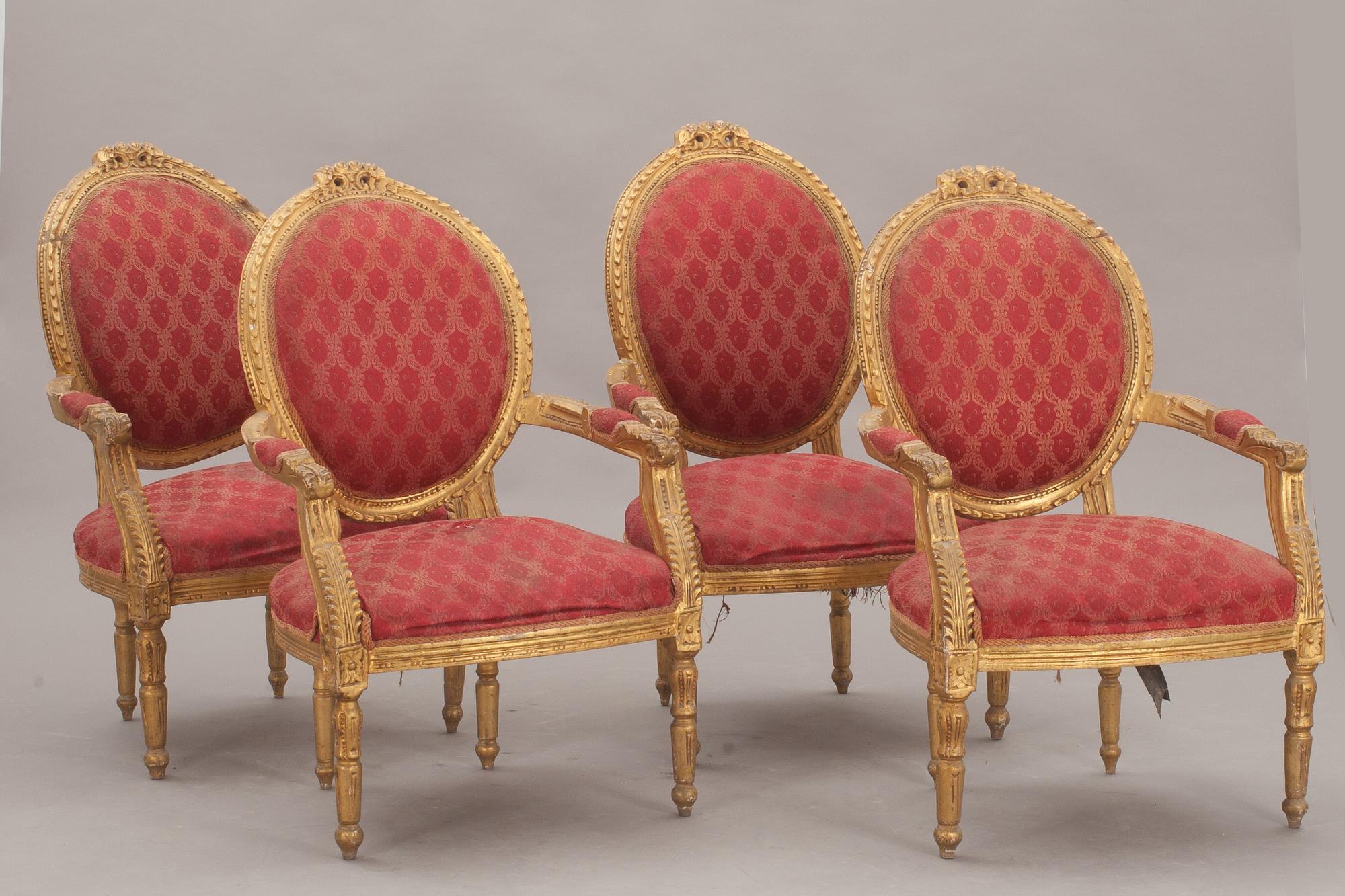 SALONGSGRUPP, 5 delar, gustaviansk stil, 1800/1900-tal.