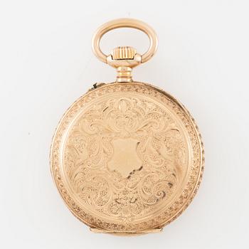 Fickur, 14K guld med etui, 36 mm.