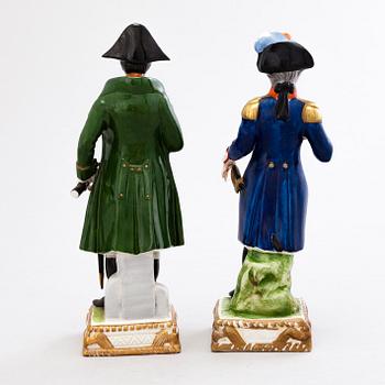 Two porcelain figurines, marked Capodimonte, Italy.