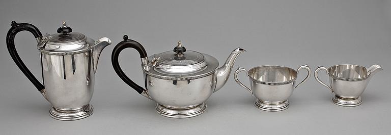 KAFFE-TESERVIS, 4 delar, Garrard & Co Ltd, 118 Regent St, London, Regent Plate, England, 1900-talets andra hälft/mitt.