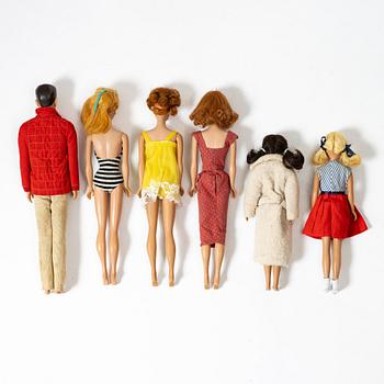 Barbie dolls, 6 pcs, 1960s, Mattel.