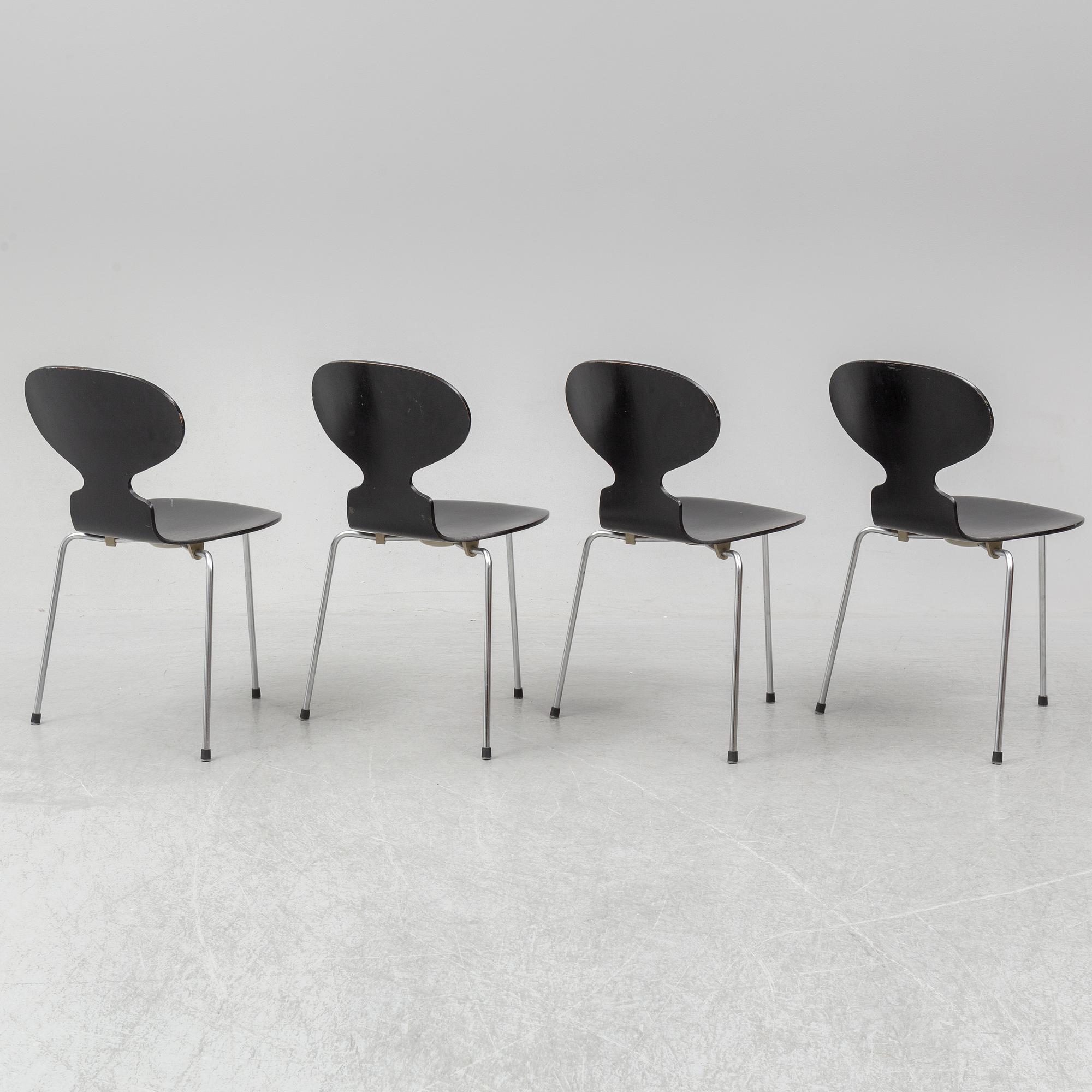 ARNE JACOBSEN, stolar, 4 st, "Myran", Fritz Hansen, Danmark, 1971.