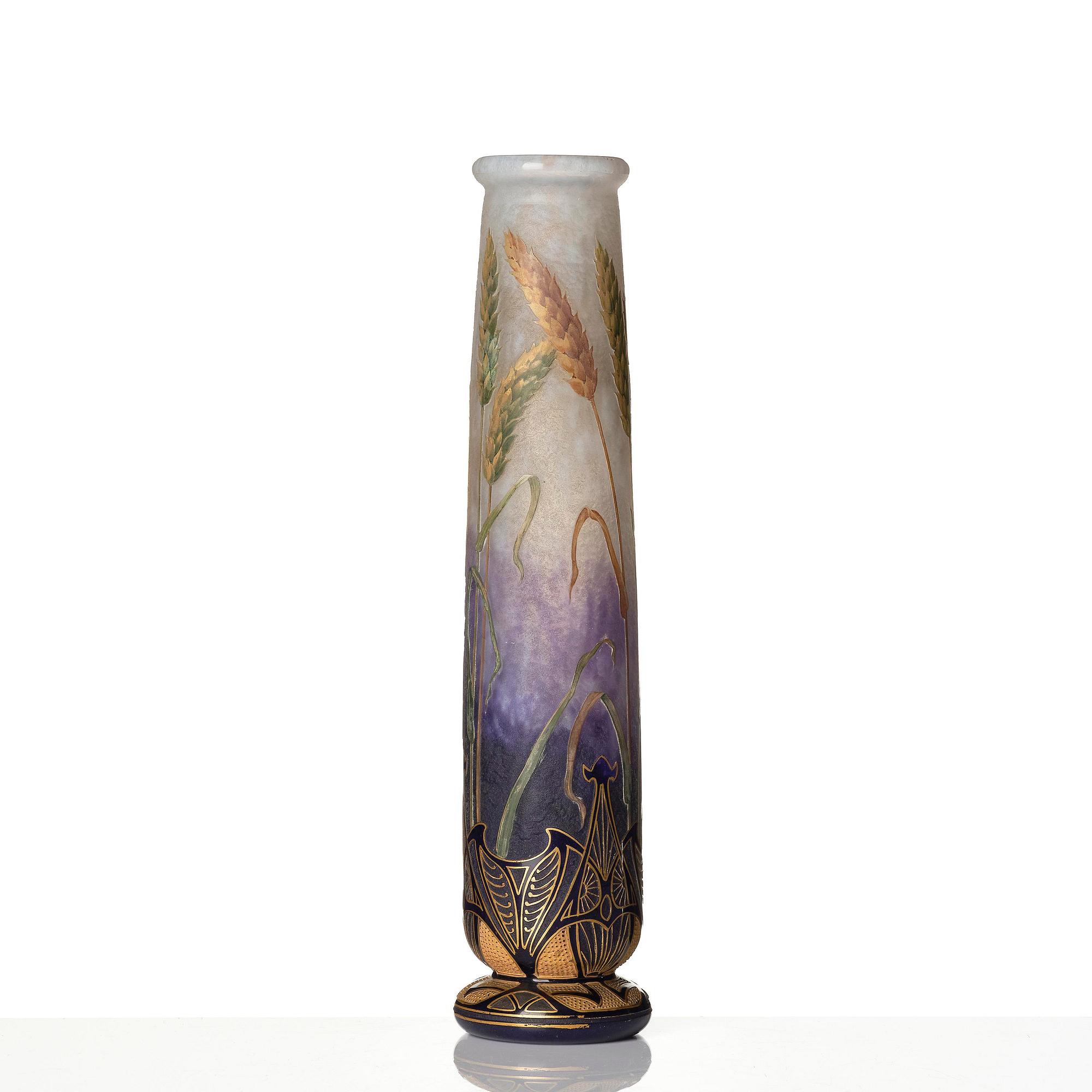 Daum Frères, an Art Nouveau gilt and enamelled cameo glass vase, Nancy, France.