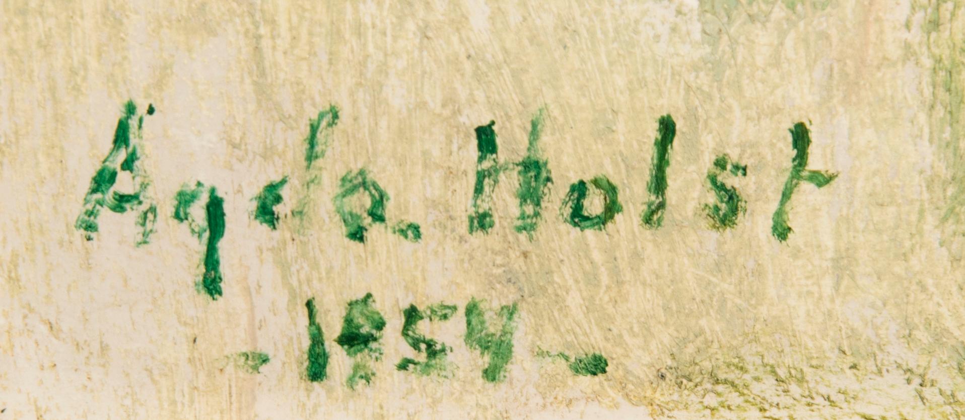 Agda Holst, olja på pannå signerad och daterad 1954.