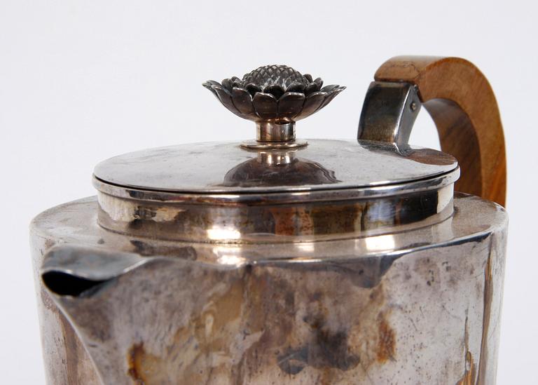 KAFFESERVISDELAR, 3 delar, silver,  ca 640 gram.
