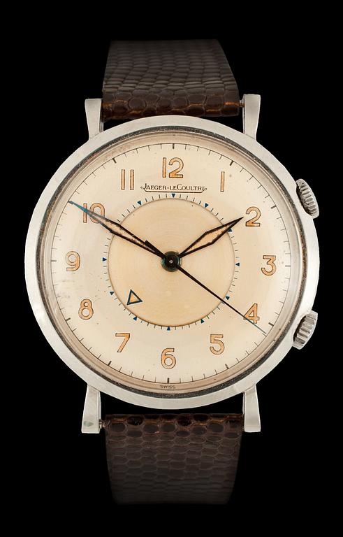 Jaeger-LeCultre - Memovox. Manual winding. Steel / leather strap. 1950's. 34 mm. Case no. 393471.