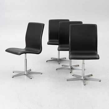 Arne Jacobsen, Four 'Oxford Chairs' , Fritz Hansen, Denmark.