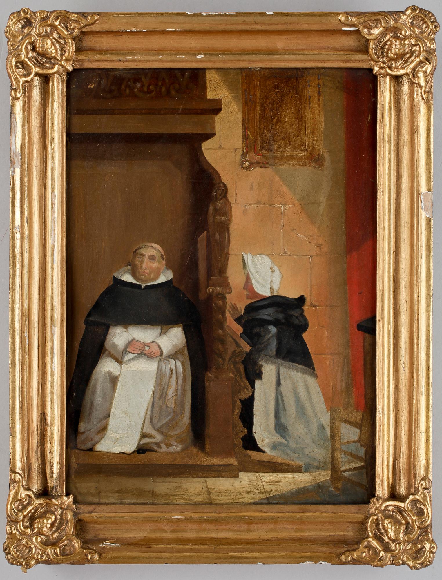 CARL PETER LEHMAN, ett par, oljor på plåt, 1800-tal, varav en stplsign Lehman.