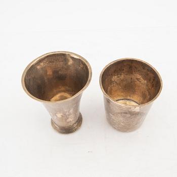 A set of two Swedish 18th/19th century silver beakers.