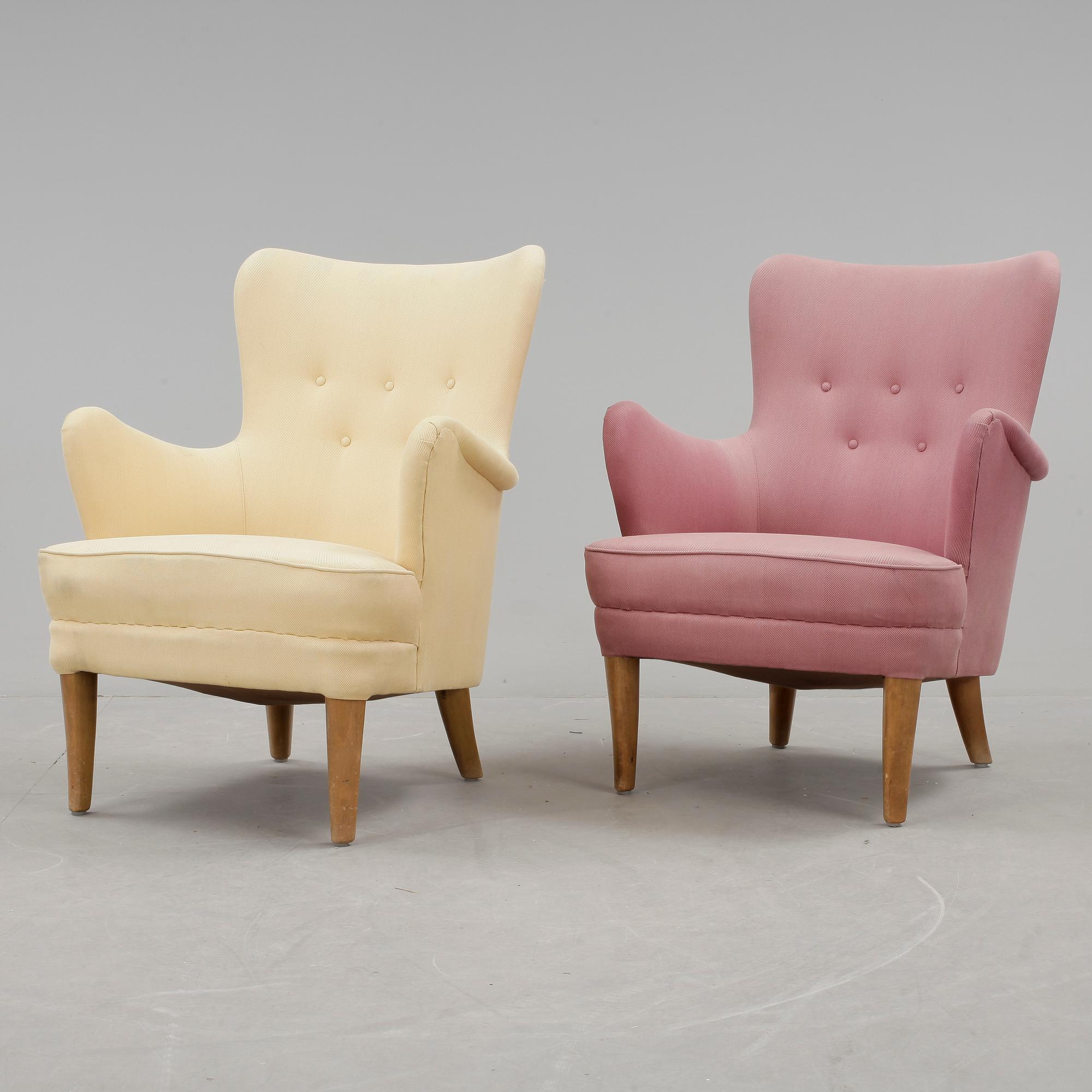 FÅTÖLJER, ett par, Carl Malmsten, enligt uppgift modell "Gävle", 1946.