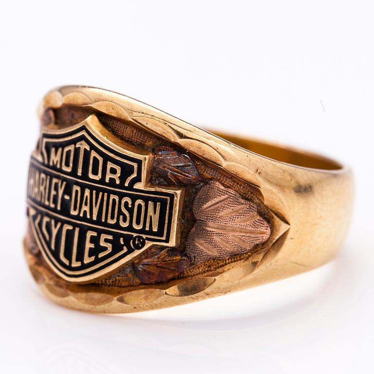 A 10K gold Harley-Davidson ring.