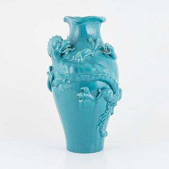 An Art Nouveau creamware floor vase, probably Swedish, early 20th century.