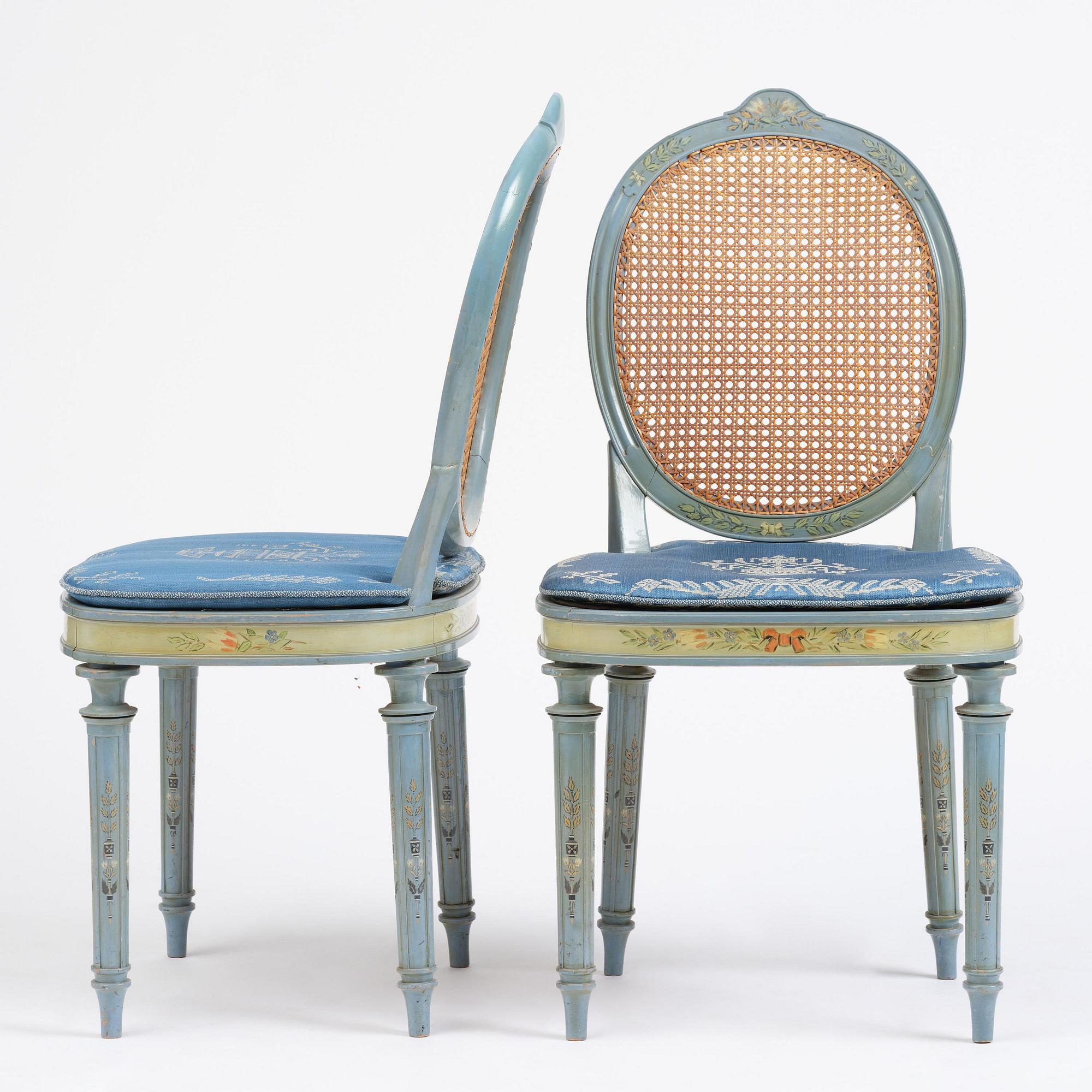 Carl Malmsten, a set of six Swedish Grace chairs, cabinetmaker Albin Johansson, Stockholm, for Villa Kvikkjokk, 1927.