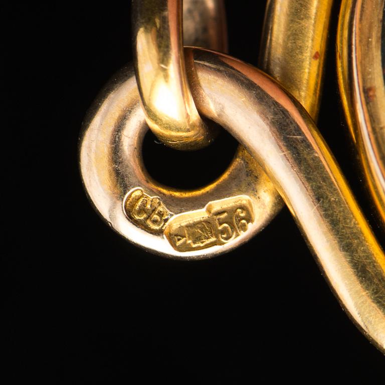 HÄNGE / SIGILL, karneol, jaspis, 14K (56) guld. Moskva ca 1900.