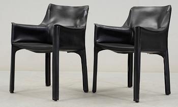 KARMSTOLAR, ett par, "CAB", Mario Bellini, Cassina, Italien. Modellen formgiven 1977.