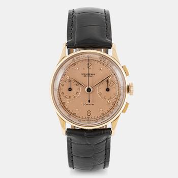 1030. Universal Genève, Compur, "Salmon Dial", chronograph, ca 1942.