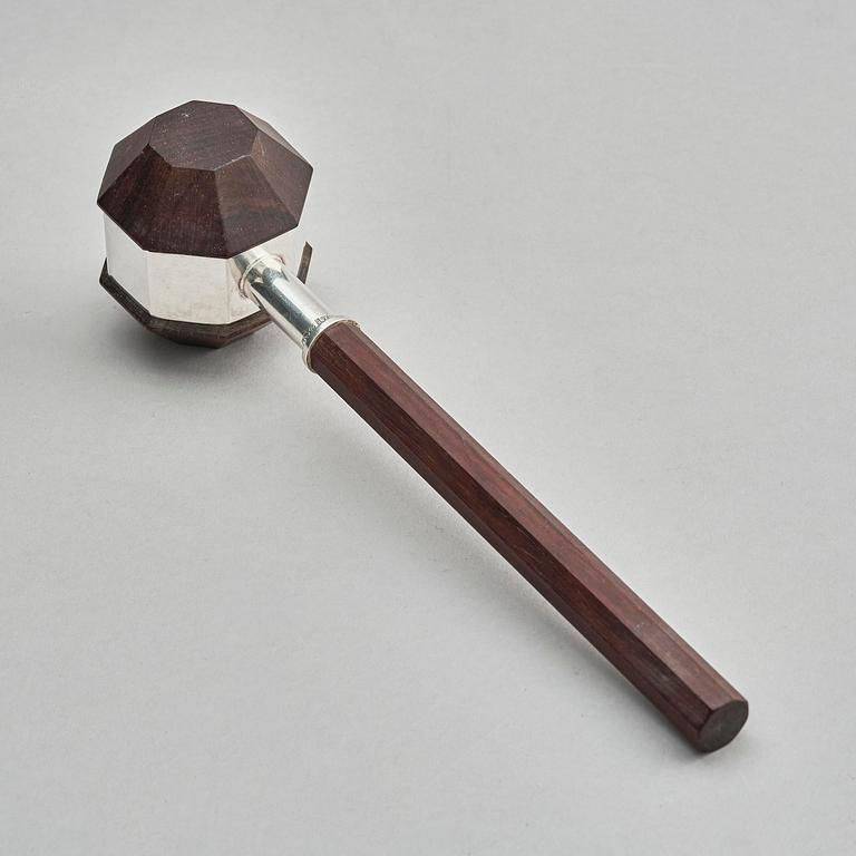 Firma Kultakeskus Oy, a silver and wood ceremonial mallet, Hämeenlinna, Finland 1978.