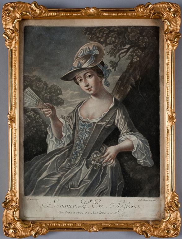 GRAVYR, efter P. Mercier, Frankrike, 1800-tal.