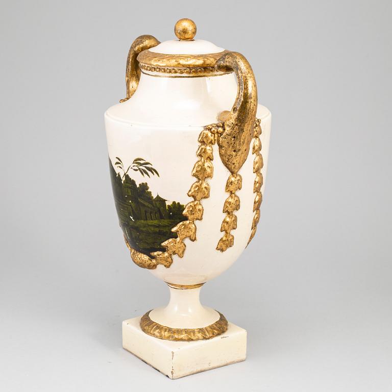 A Swedish cream ware vase with cover, circa 1800.